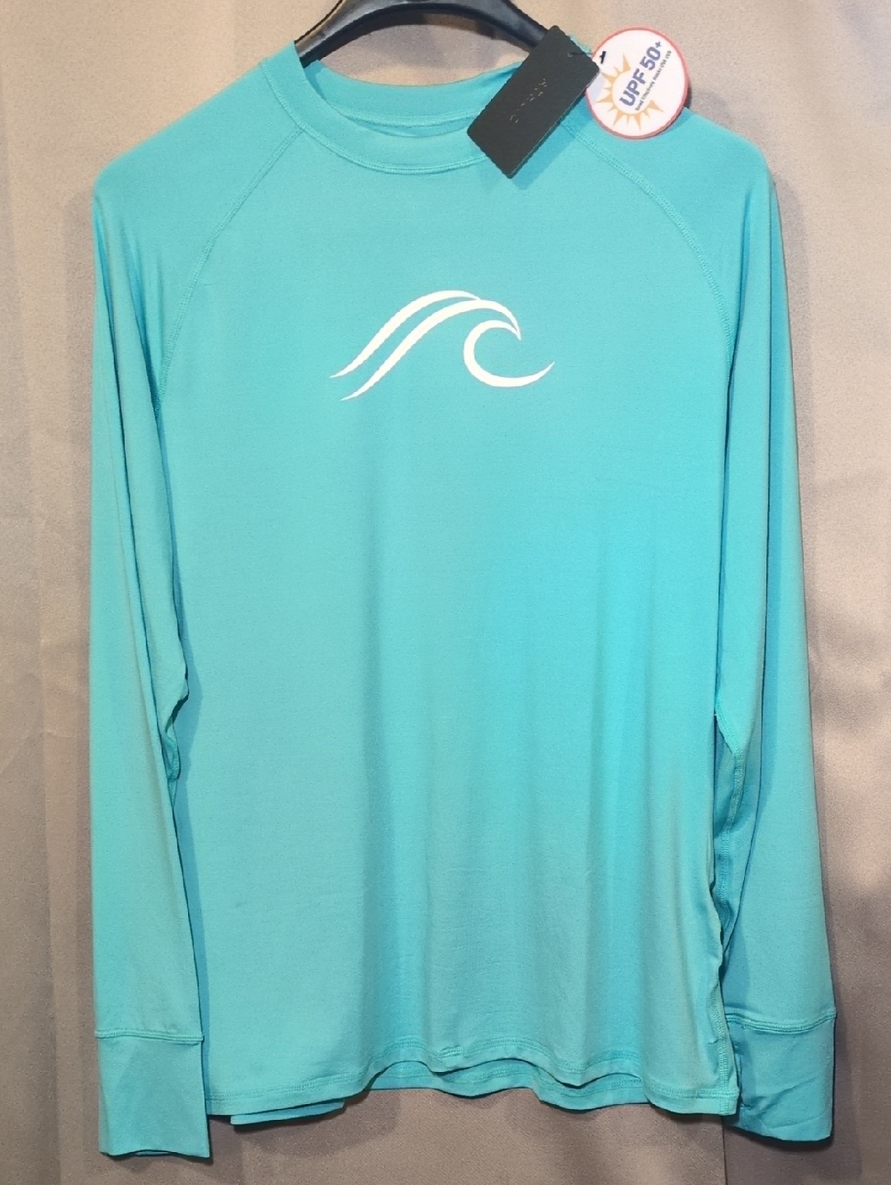 Men's UPF 50+ Long Sleeve Swim Rash Guard - Aqua